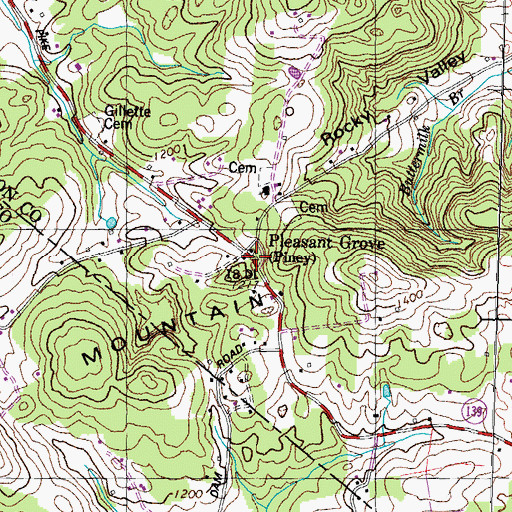 Topographic Map of Pleasant Grove, TN