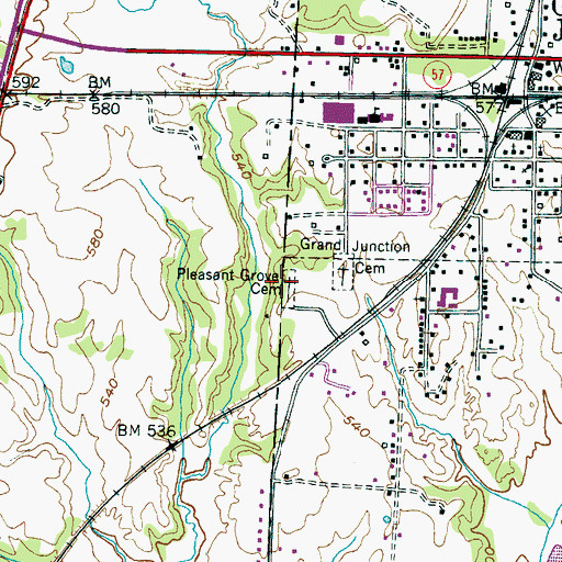 Topographic Map of Pleasant Grove Cemetery, TN