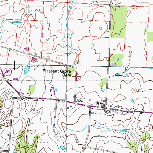 Topographic Map of Pleasant Grove Cemetery, TN