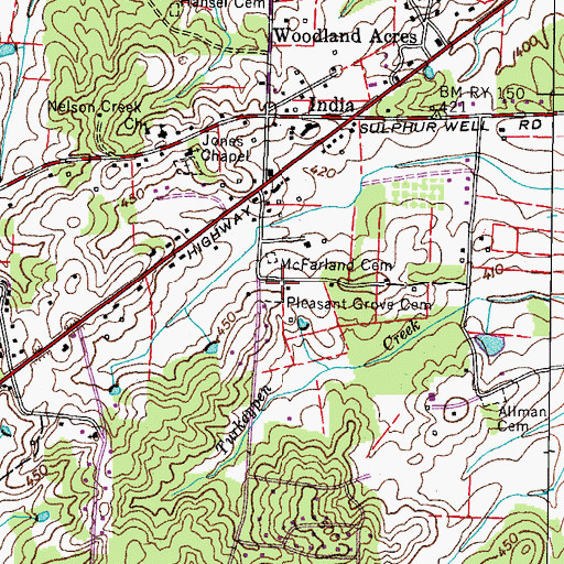 Topographic Map of Pleasant Grove Cemetery, TN