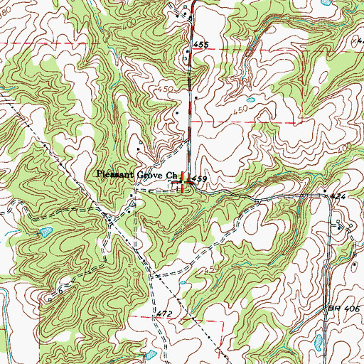 Topographic Map of Pleasant Grove Church, TN
