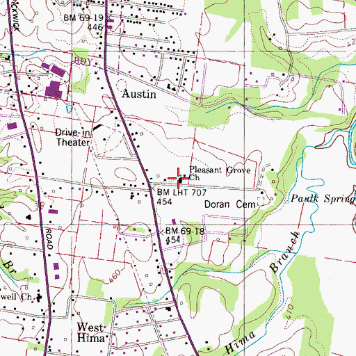 Topographic Map of Pleasant Grove Church, TN