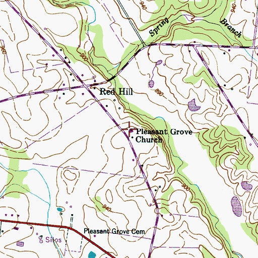 Topographic Map of Pleasant Grove Church, TN