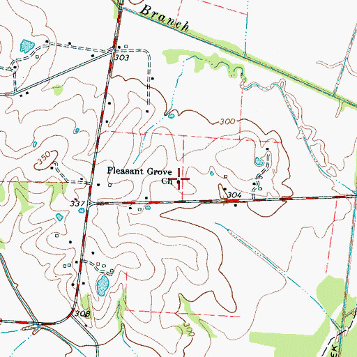 Topographic Map of Pleasant Grove Baptist Church, TN