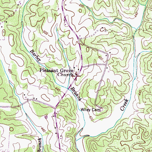 Topographic Map of Pleasant Grove Church, TN