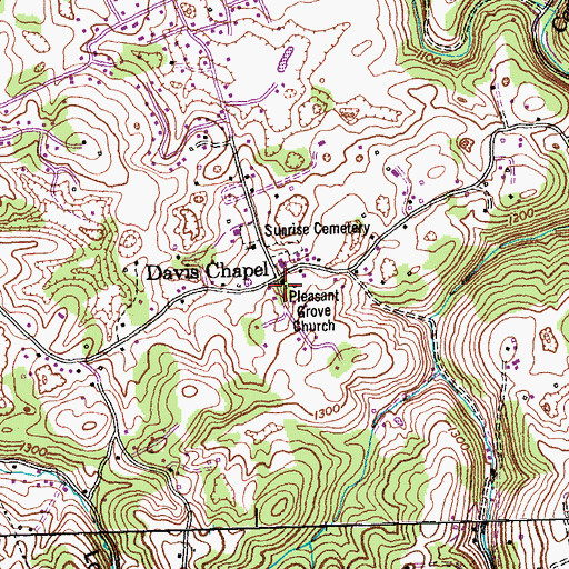 Topographic Map of Pleasant Grove Baptist Church, TN
