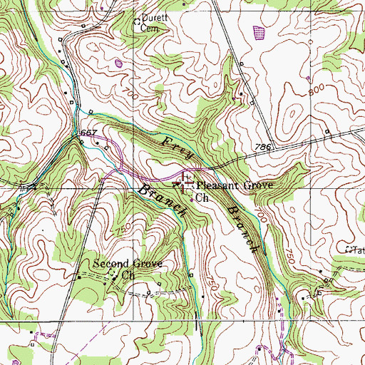 Topographic Map of Pleasant Grove Church, TN