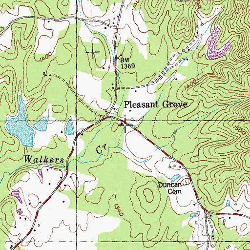 Topographic Map of Pleasant Grove Church, TN