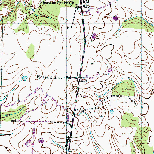 Topographic Map of Pleasant Grove School, TN