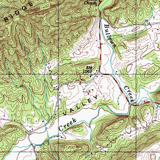 Topographic Map of Pleasant Grove School, TN