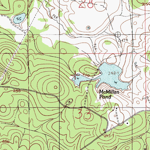 Topographic Map of McMillan Dam, AL