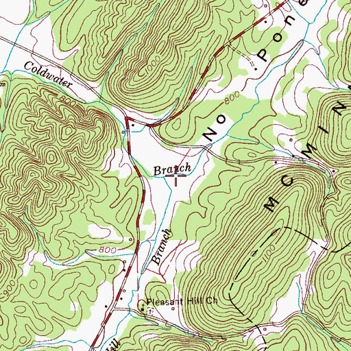 Topographic Map of Pleasant Hill Branch, TN