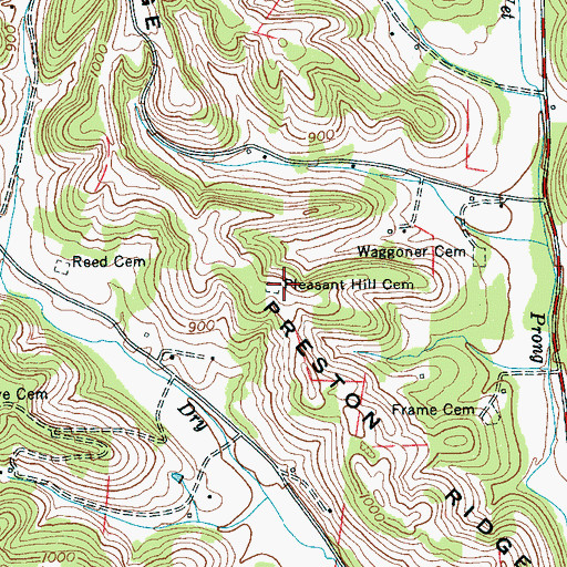 Topographic Map of Pleasant Hill Cemetery, TN