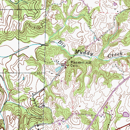 Topographic Map of Pleasant Hill Cemetery, TN
