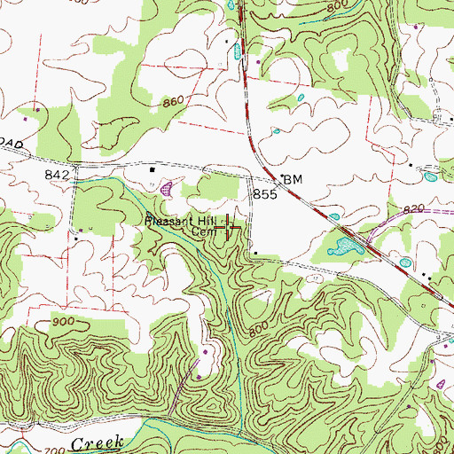 Topographic Map of Pleasant Hill Cemetery, TN