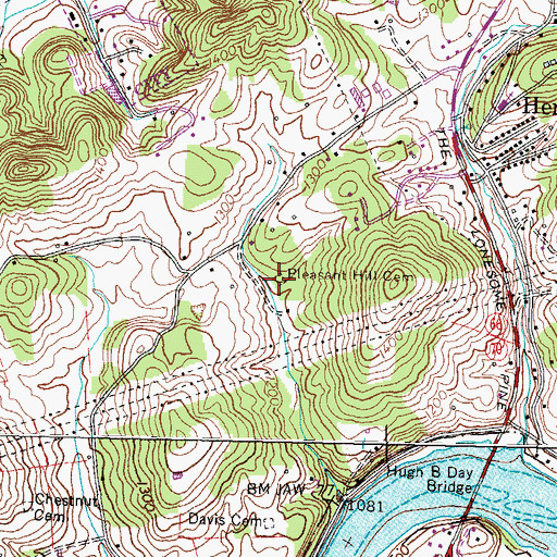 Topographic Map of Pleasant Hill Cemetery, TN