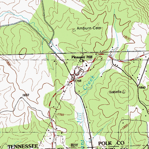 Topographic Map of Pleasant Hill Church, TN