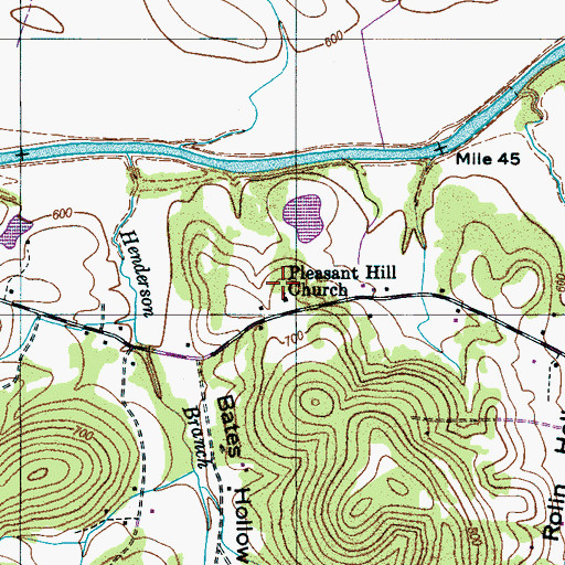 Topographic Map of Pleasant Hill Church, TN
