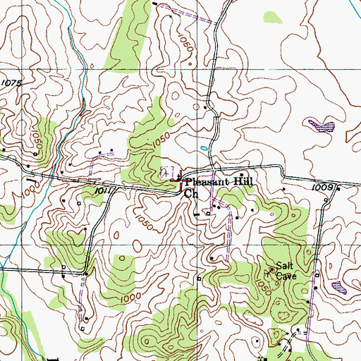 Topographic Map of Pleasant Hill Church, TN