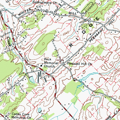 Topographic Map of Pleasant Hill Church, TN