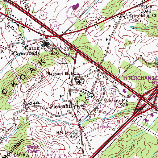 Topographic Map of Pleasant Hill Church, TN