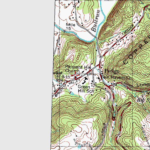 Topographic Map of Pleasant Hill Church, TN