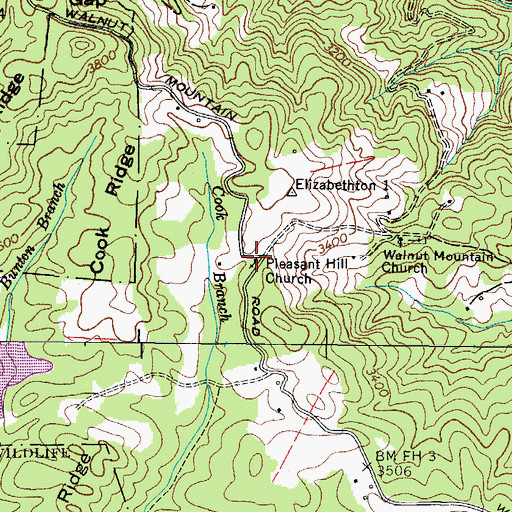 Topographic Map of Pleasant Hill Church, TN