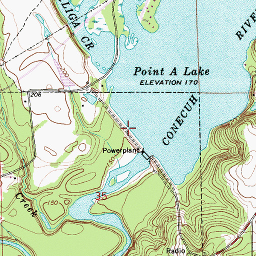 Topographic Map of Point A Dam, AL