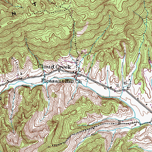 Topographic Map of Pleasant Hill Church, TN