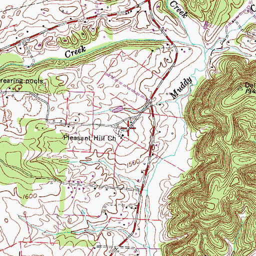 Topographic Map of Pleasant Hill Church, TN