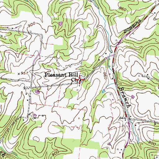 Topographic Map of Pleasant Hill Church, TN