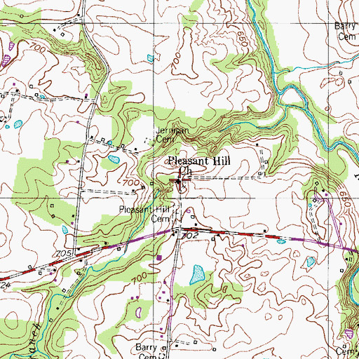 Topographic Map of Pleasant Hill Church, TN