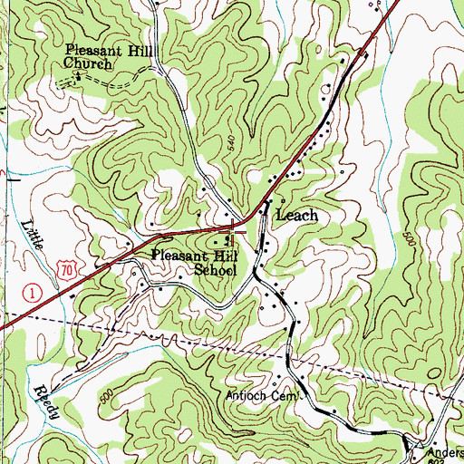 Topographic Map of Pleasant Hill School, TN