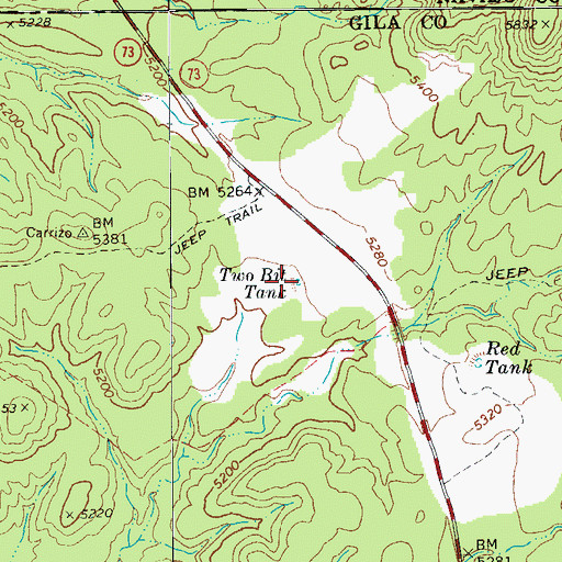 Topographic Map of Two Bit Tank, AZ