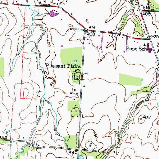 Topographic Map of Pleasant Plains Church, TN