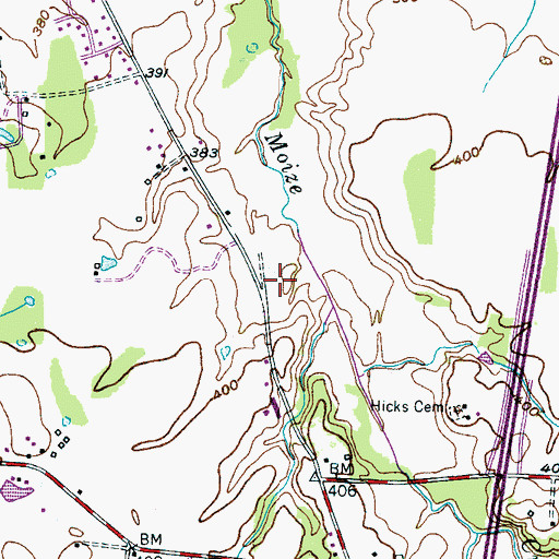 Topographic Map of Pleasant Plains School, TN