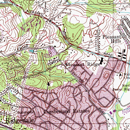 Topographic Map of Pleasant Ridge, TN