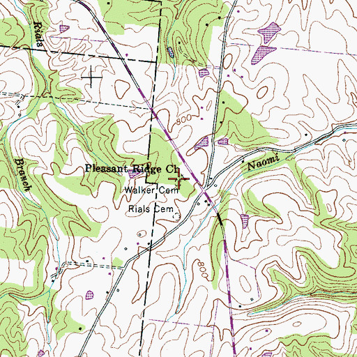 Topographic Map of Pleasant Ridge Church, TN