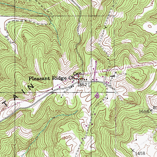Topographic Map of Pleasant Ridge Church, TN