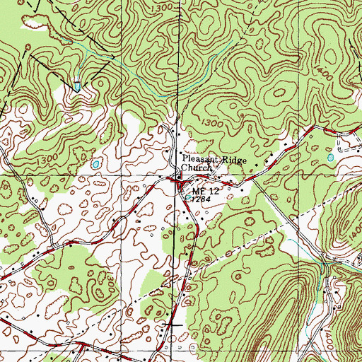 Topographic Map of Pleasant Ridge Church, TN