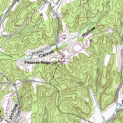 Topographic Map of Pleasant Ridge Church, TN