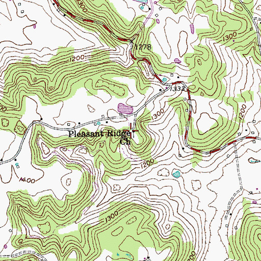 Topographic Map of Pleasant Ridge Church, TN