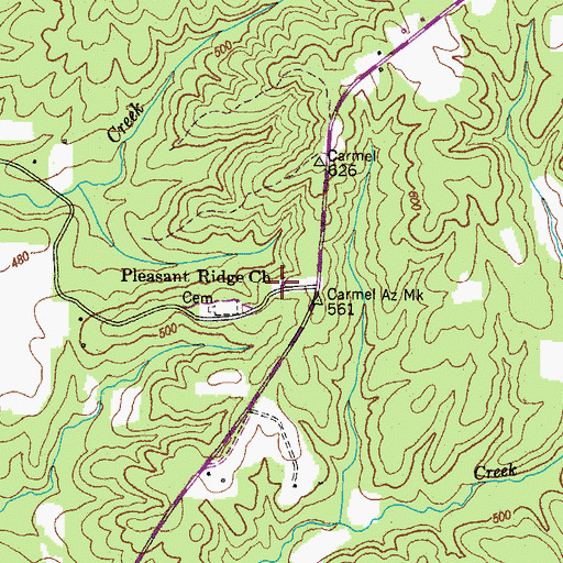 Topographic Map of Pleasant Ridge Church, TN