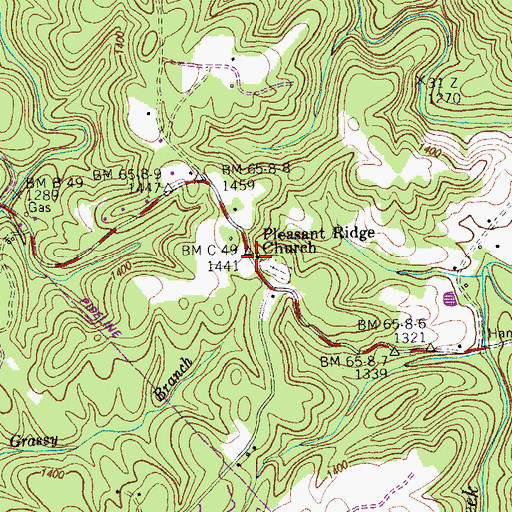 Topographic Map of Pleasant Ridge Church, TN