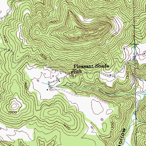 Topographic Map of Pleasant Shade School, TN