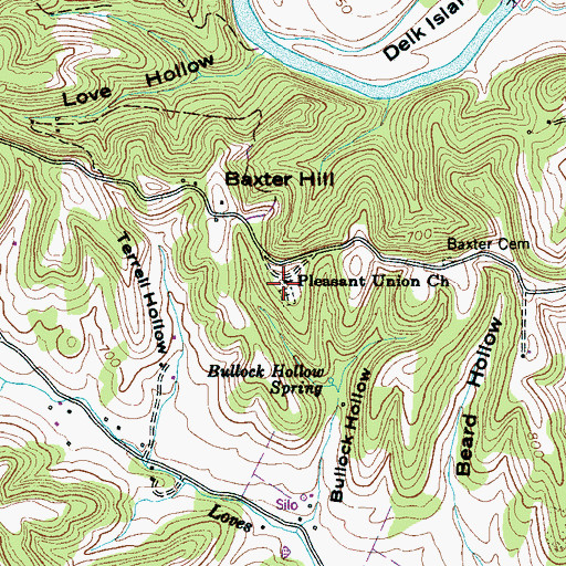 Topographic Map of Pleasant Union Church, TN