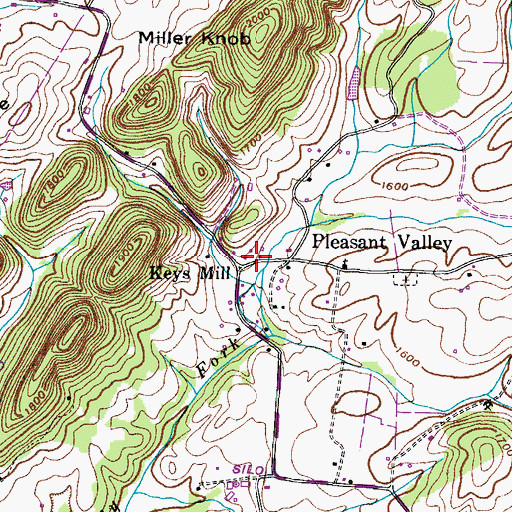 Topographic Map of Pleasant Valley, TN