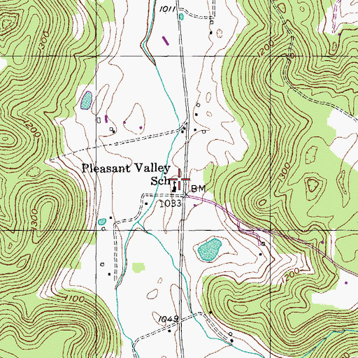 Topographic Map of Pleasant Valley School, TN
