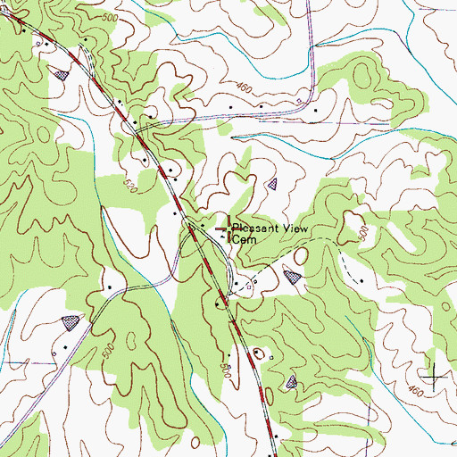 Topographic Map of Pleasant View Cemetery, TN