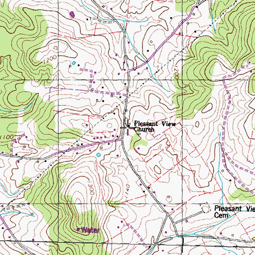Topographic Map of Pleasant Grove Baptist Church, TN